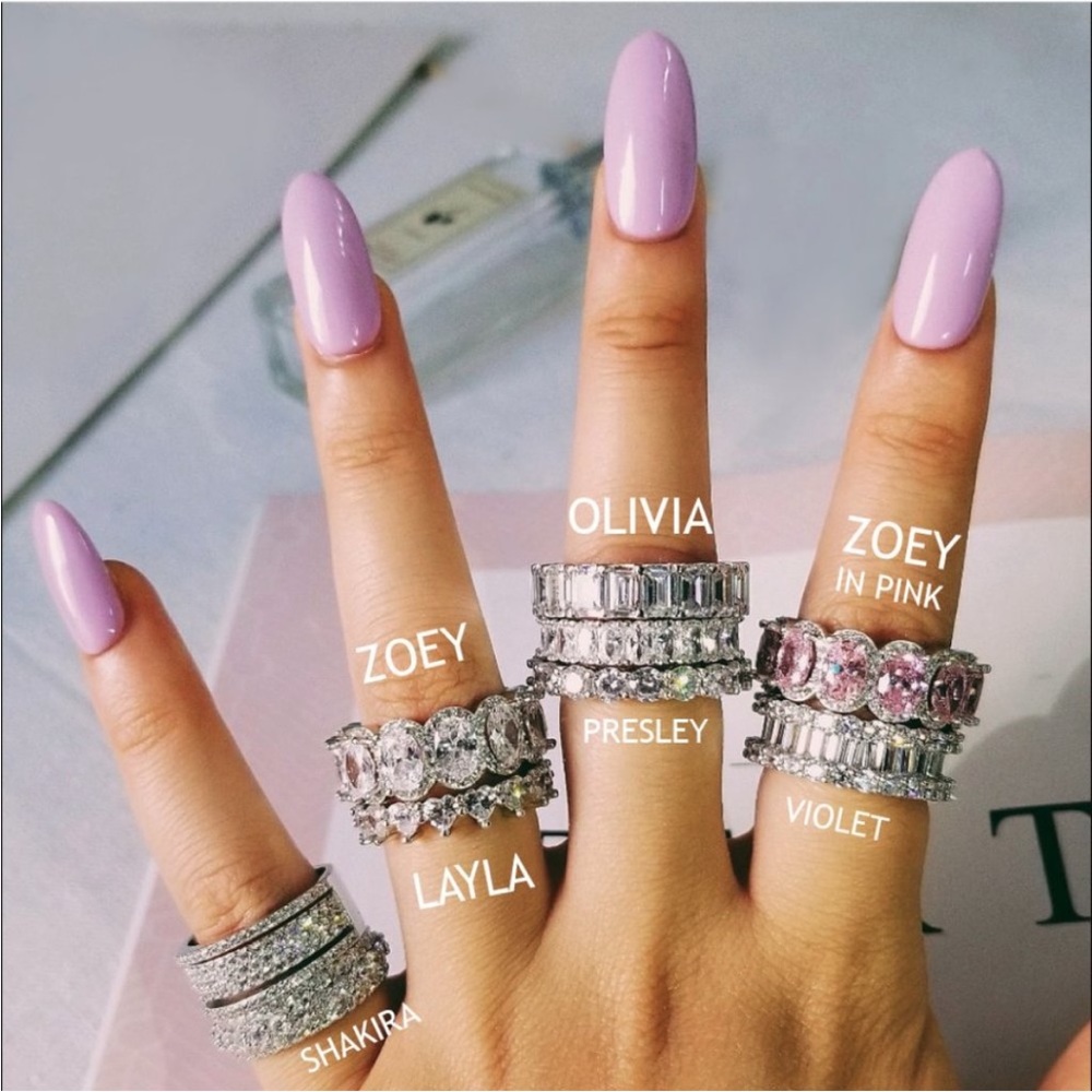 1pcs 5Ct+ Round Princess Dia Solitaire Eternity Ring